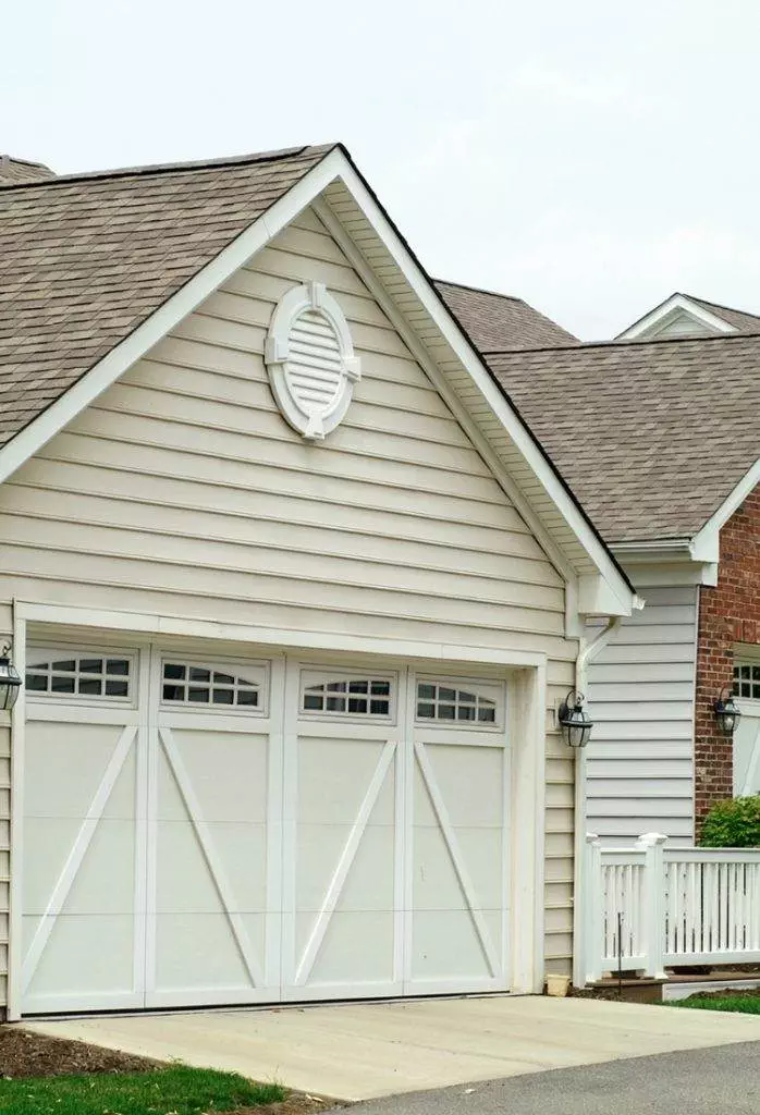 Charming suburban garage reflecting modern architectural style in a residential neighborhood