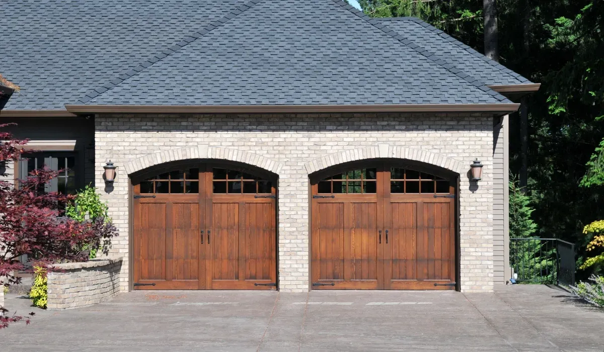 Stunning wooden garage doors showcasing craftsmanship in Edmonton homes