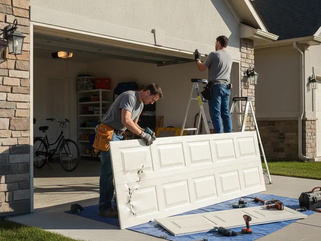 Damaged garage door panel repair
