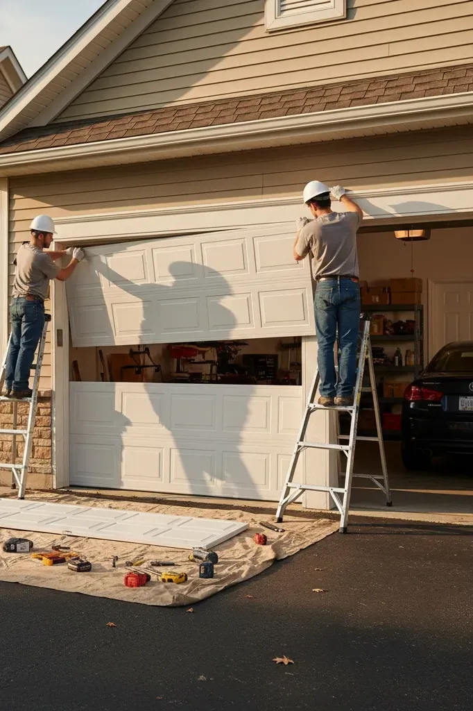 Garage door panel installation