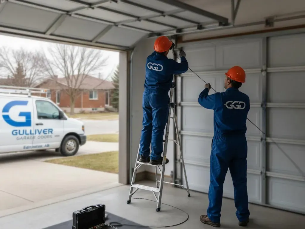 Snapped garage door cable
